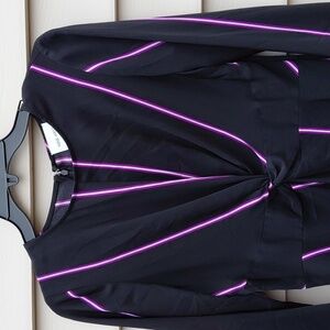 NINE WEST Women's   Draped Front Asymmetrical Black and Purple  Dress Size Small